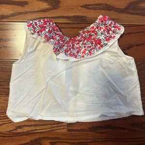 Floral Ruffle White Top